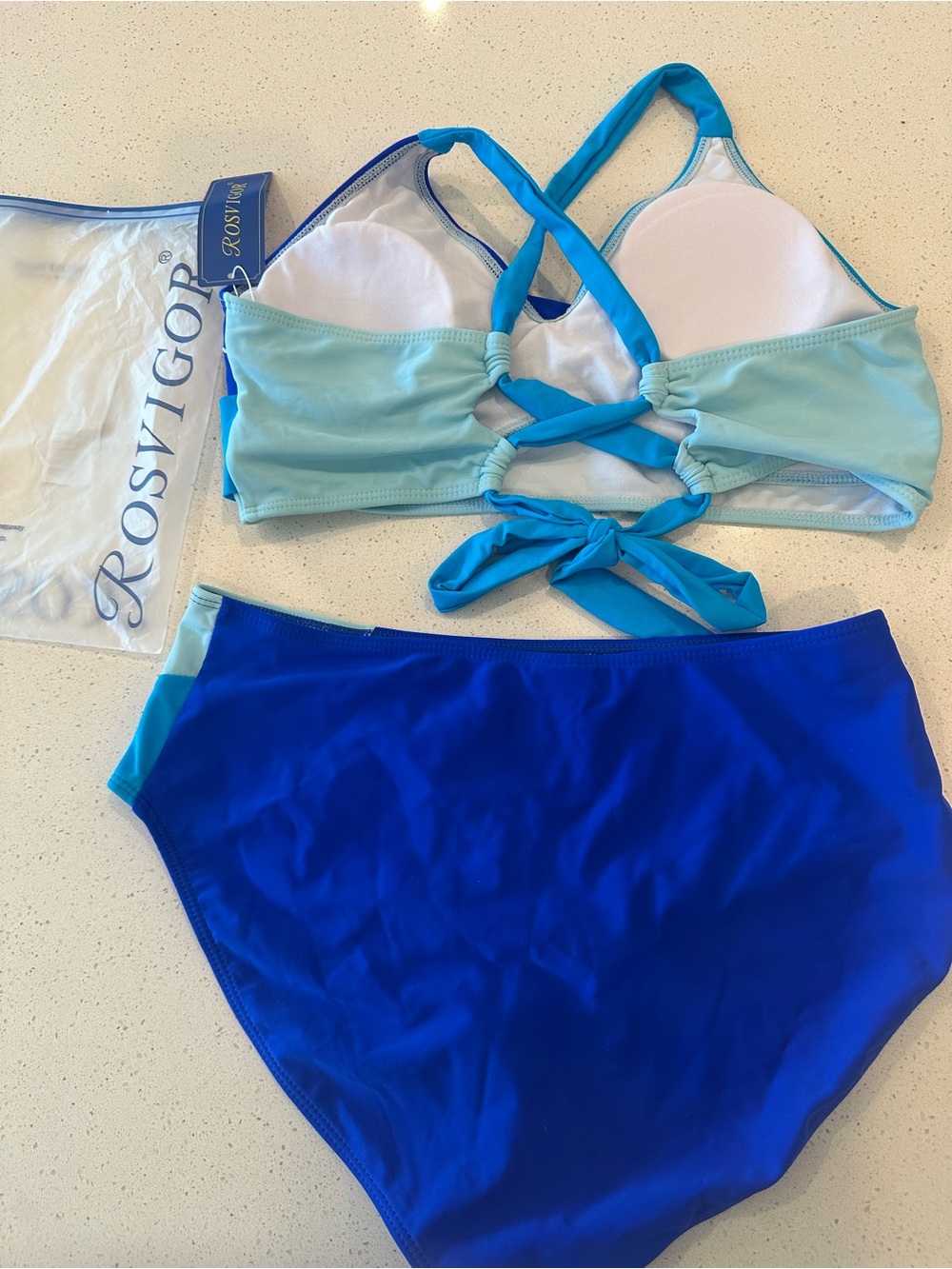 NWT-Women’s Colorblock Blue Bikini Set - Picture 3 of 10